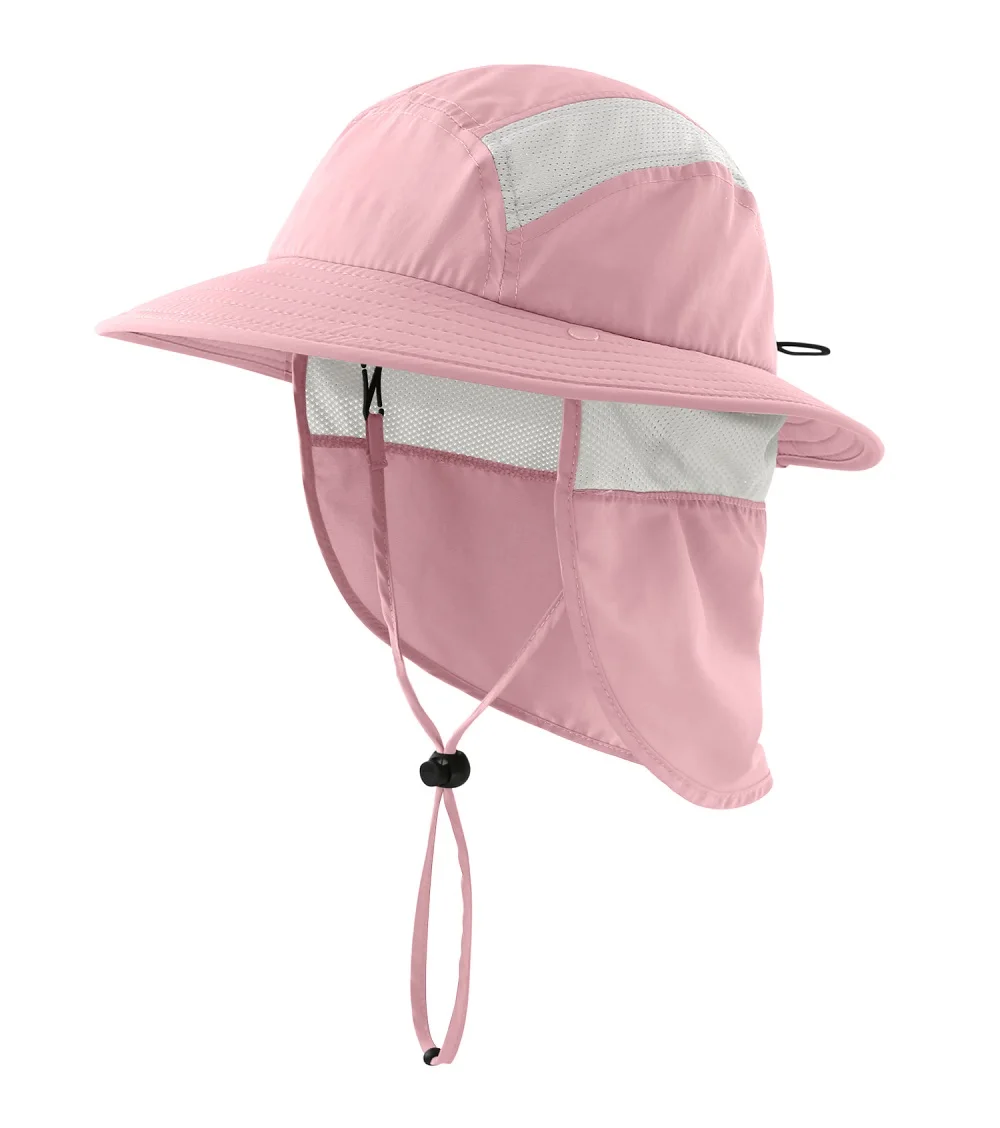 Pink Connectyle UPF 50+ мальчиков летнее солнце шляпу с шеи лоскут летние пляжные шапка шляпа для сафари - Цвет: Pink