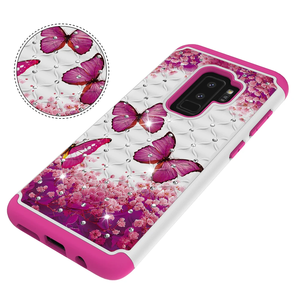 Сверхмощный чехол для Samsung Galaxy S8 S9 Plus J3 J327 J727 J7 Prime J2 Core Note 9 On7 Bling Butterfly Flower PC