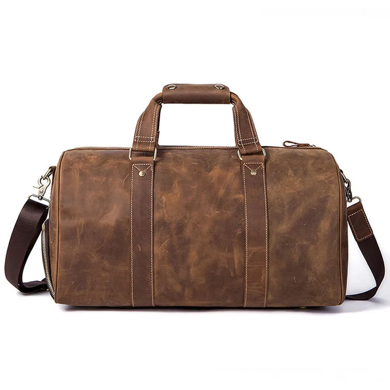 Genuine Vintage Cowhide Leather Unisex Handbags Tote Travel Bags Large Capacity Duffel Bag Buiness Travel Laptop Bags Luggage