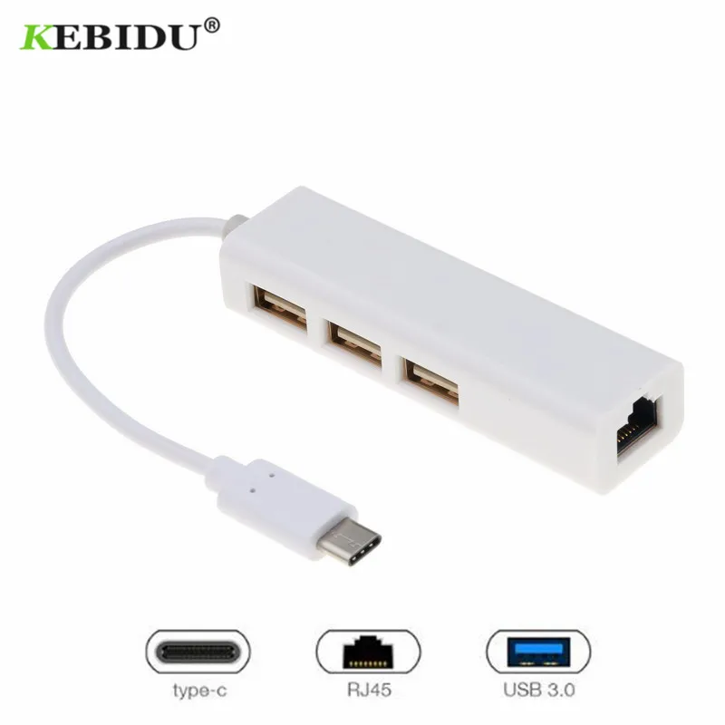 KEBIDU USB C к Ethernet адаптер с type C USB 3,1 концентратор 3 порта RJ45 Сетевая карта Lan адаптер для Macbook USB-C Тип