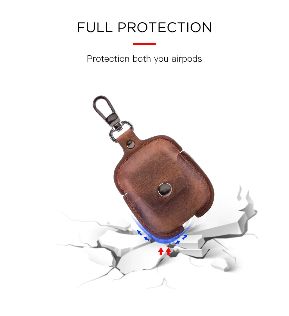 Кожаный чехол Airpods для Apple, Airpods, Bluetooth наушники, зарядная коробка, аксессуары, сумка, ключевой ремень, с кнопками, чехол для наушников
