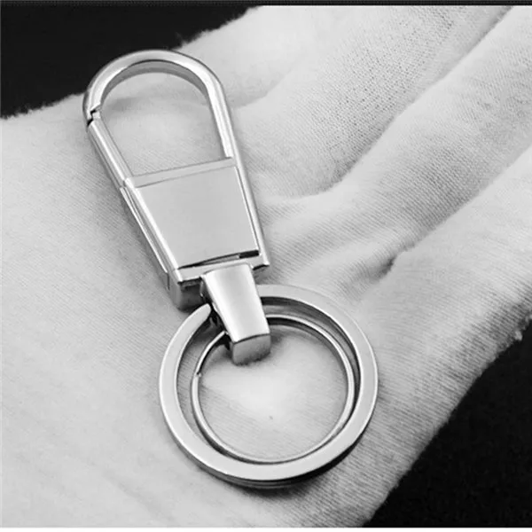 Bycobecy сплав Для мужчин Для женщин Smart Key Holder двойные кольца брелок черный, серебристый цвет ключ Организатор Solid автомобиль ключеник кошельки - Цвет: Silver Y1-089