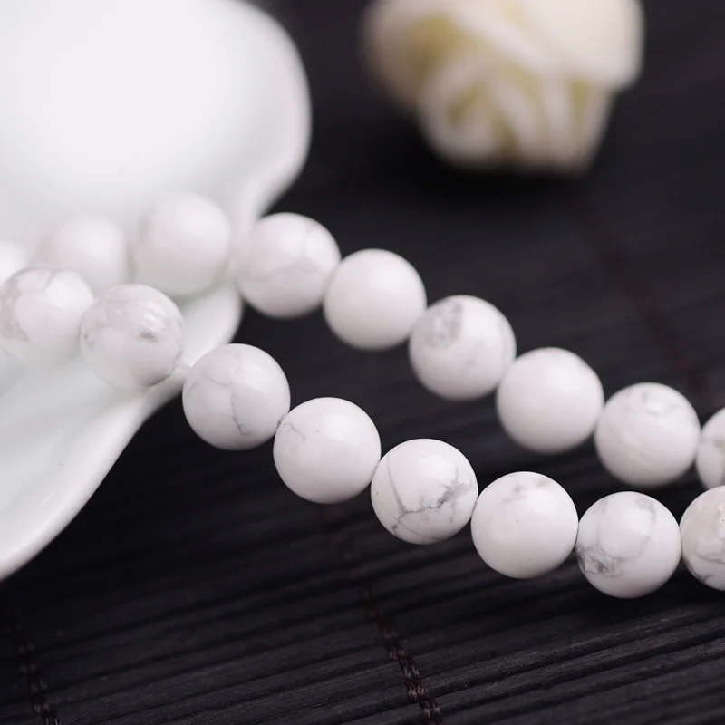 Natural Stone White Howlite Turquoises Round Loose Beads 4 6 8 10mm Spacer for Jewelry Making DIY Necklace Bracelet Finding A248 | Украшения