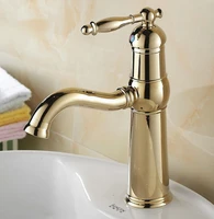 luxury gold color polished brass single handle swivel kitchen bathroom sink basin faucet mixer taps anf296