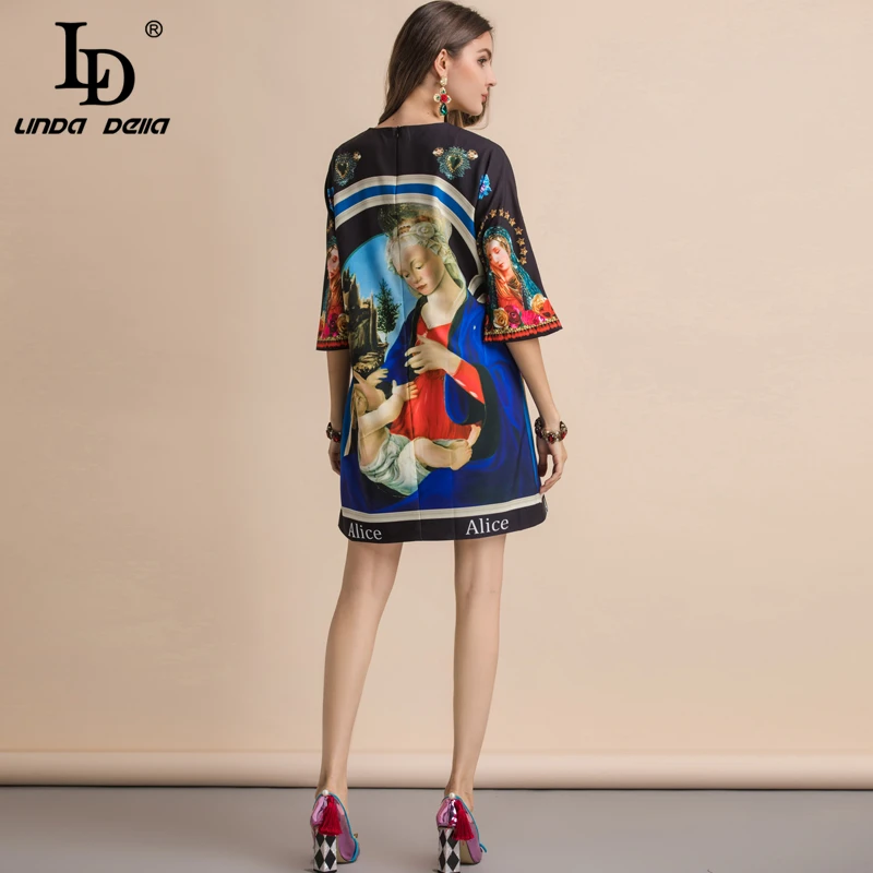 LD LINDA делла Новое модное подиумное летнее платье женское с рукавом три четверти