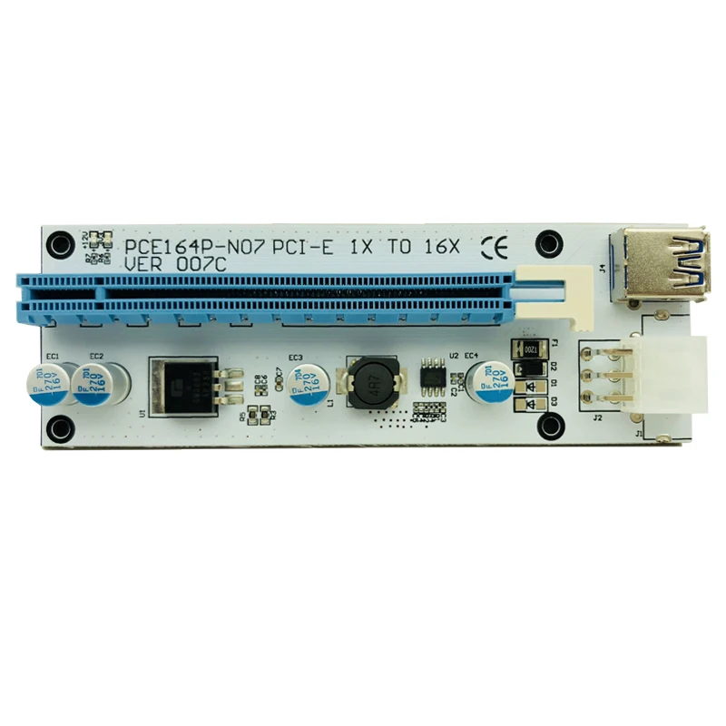 Billig 100 PCS Großhandel 007C USB 3.0 PCI-E Express 1x Zu 16x Extender Riser Adapter Karte SATA 15pin Zu 6pin Power Kabel Für BTC Bergbau