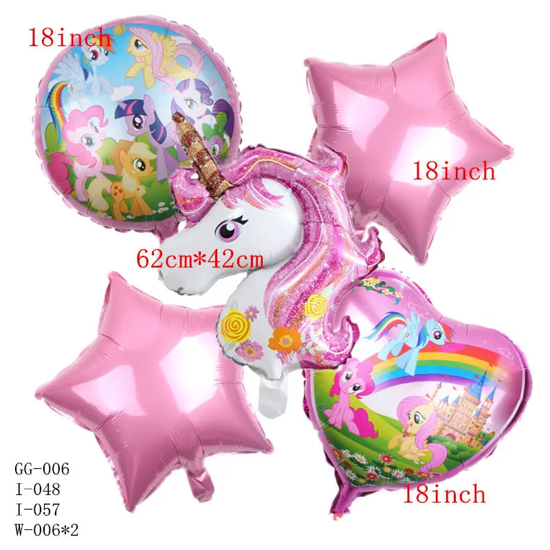 GOGO PAITY 5 шт./лот Единорог Пони алюминиевый шар Детский праздник день рождения вечеринка украшения воздушный шар - Цвет: B