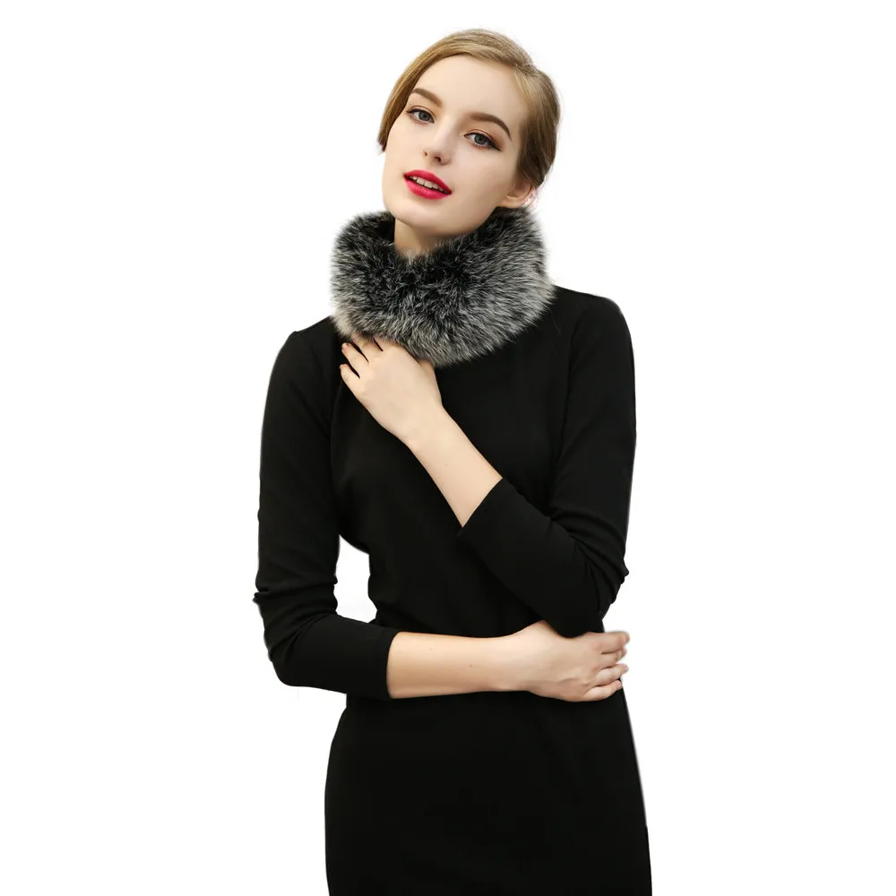 2017 женские Модные зима теплая искусственного лиса меховой воротник шарф леди HASP