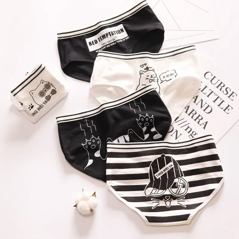 2 шт./лот хлопковые трусики женское хлопковое нижнее белье с рисунком женские