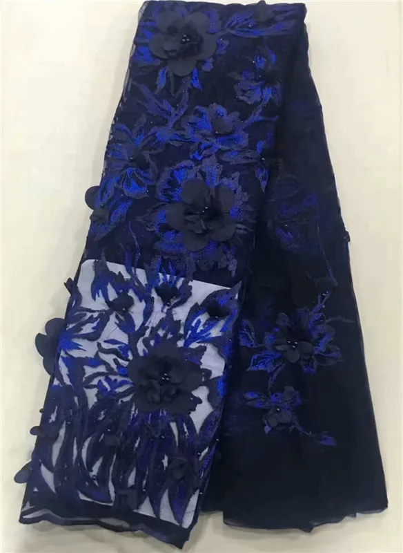 Вышитая сетчатая Тюлевая кружевная ткань с объемным цветочным узором в