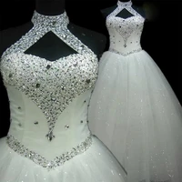 fansmile 2021 vestido de noiva crystal rhinestone vintage ball wedding dress bridal tulle mariage free shipping fsm 632f