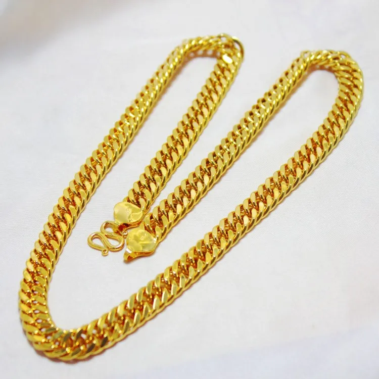 Подарочное ожерелье для мужчин из настоящего желтого золота толщиной 10 мм