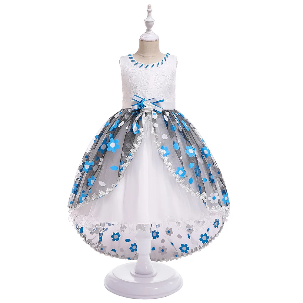 Flower Girl Dresses lace long Tailing Pageant Summer princess Children 3-10yrs Wedding Party Birthday Tutu Dress clothing | Детская