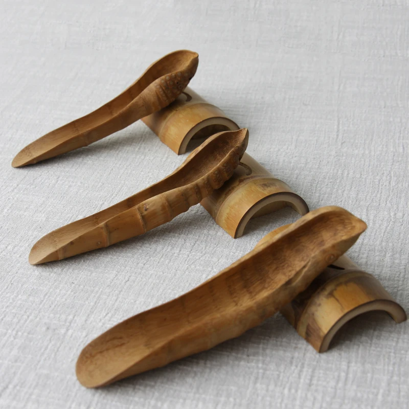 

Natural Ecological Bamboo Root Carving Bar Coffee Tool Scoops Japanese Teaware Tea Set Dining Accessories Chahe Cha Ze with Base