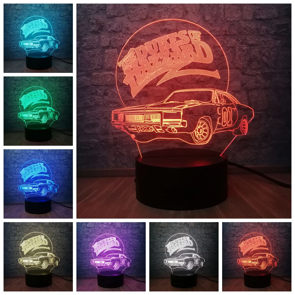 3D Hazzard автомобильная светодиодная лампа USB ночной Светильник многоцветный Lava RGB