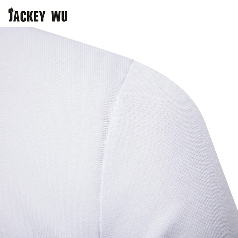 JACKEYWU мужская рубашка поло 2019 модная деним заплатка длинный рукав тройники хлопок