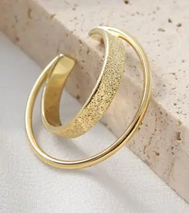 gold SHANICE, 925 пробы, Slive, кольцо, на удачу, простое кольцо, на палец, кольца для женщин, для фитнеса, двойной круг, два слоя, модные, вечерние - Цвет основного камня: gold