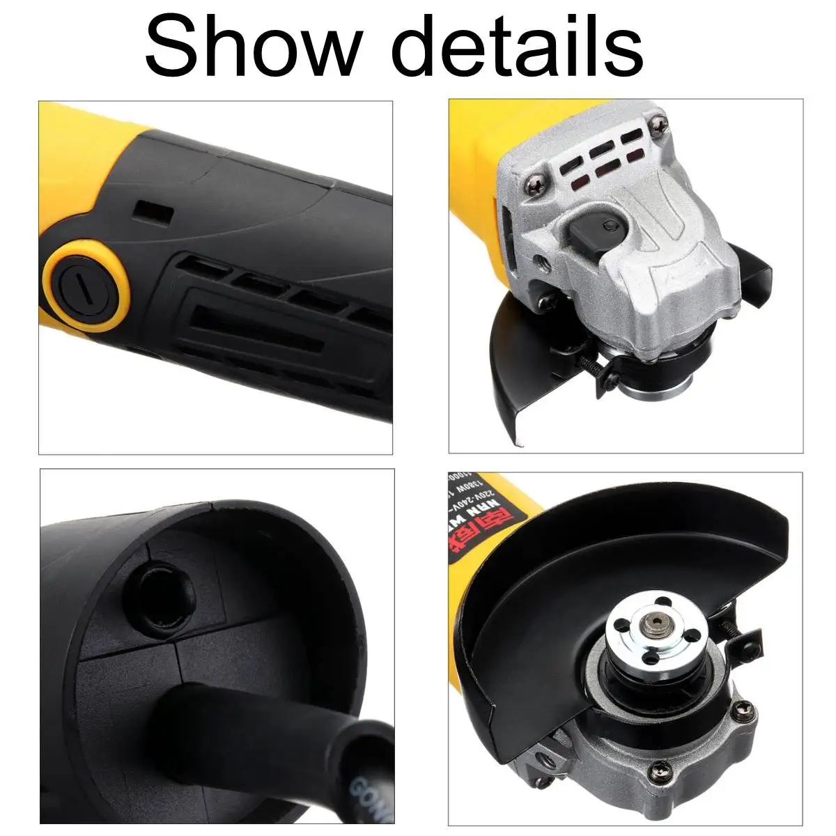 Metal Cutting Tool 220V/50Hz 1380W Electric Angle Grinder Grinding Machine 11000RPM Adjustable Anti-Slip Powerful Protect