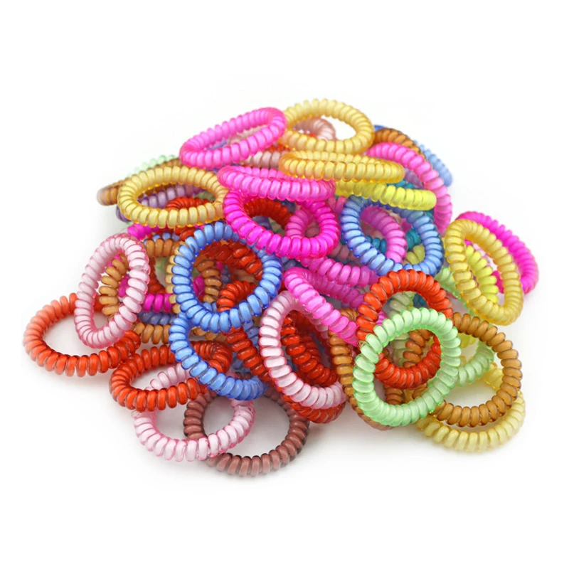 

4.5cm Lots 100pcs Candy Color Hair Jewelry Telephone Line Rope for Women Girl Band
