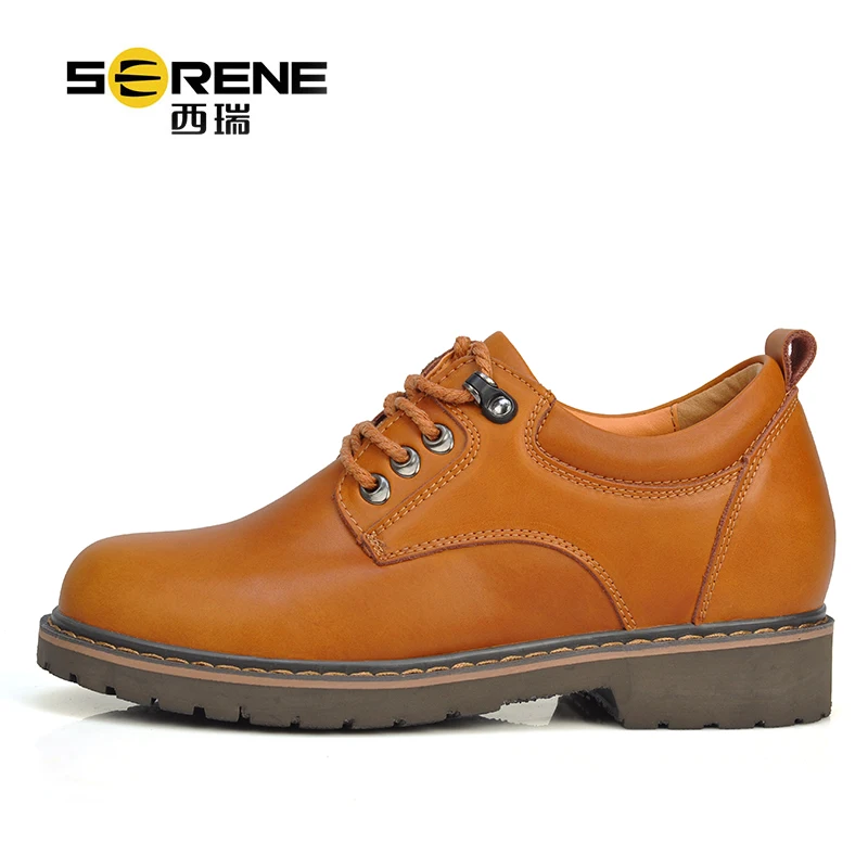 Height Increasing Spring Autumn New Split Leather Shoes For Men Lace-up Waterproof Causal Footwear Anti-slip Men's Big Size Shoe | Обувь