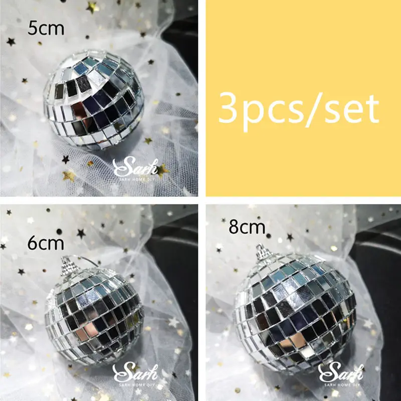 Silver mirror balls Ins розовые лазерные шары украшения торта блестящий шар Топпер для торта «С Днем Рождения» для детского дня вечерние украшения сладкие подарки - Цвет: Silver mirror balls