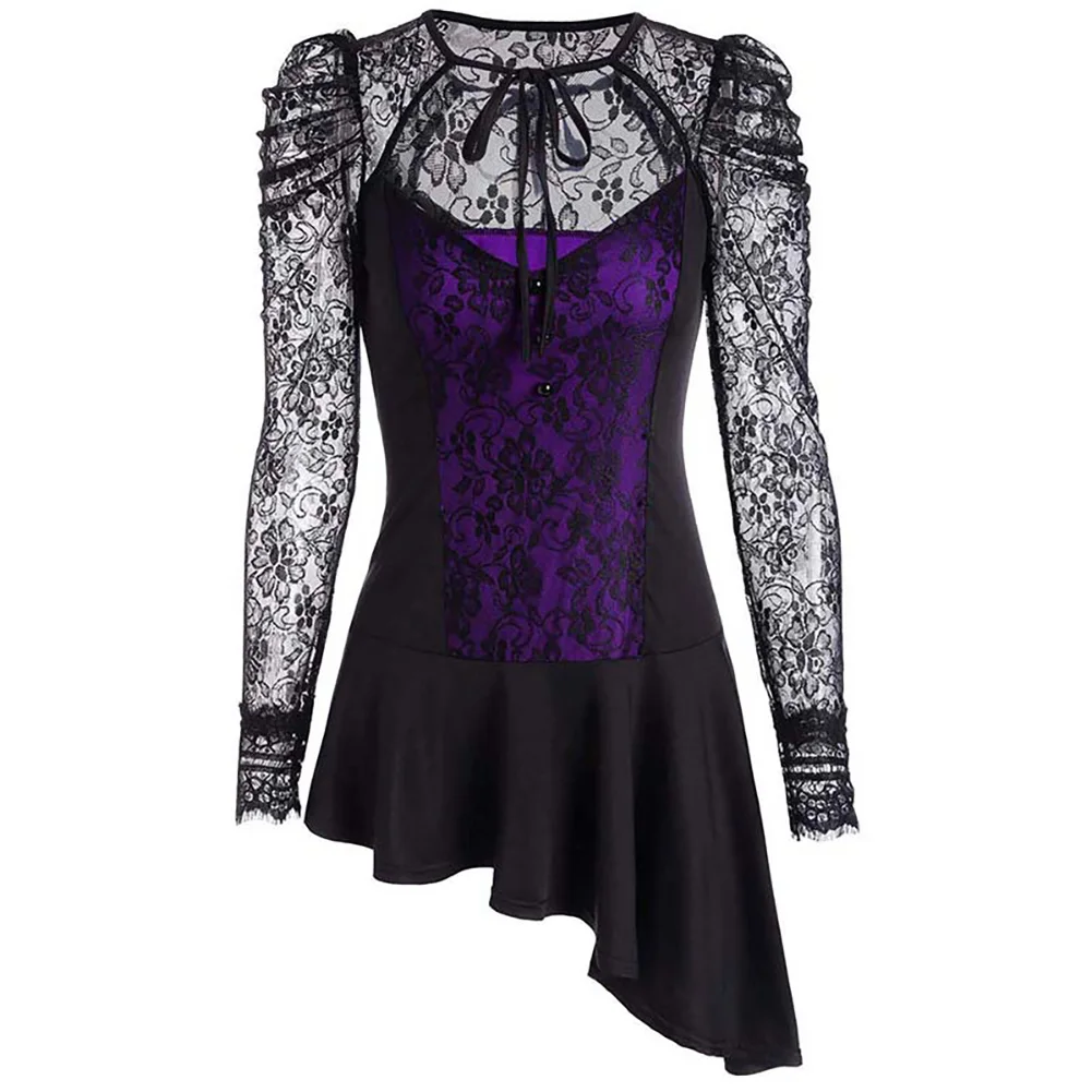 2019 Весна и лето женские с длинными рукавами сексуальные кружева усиленное