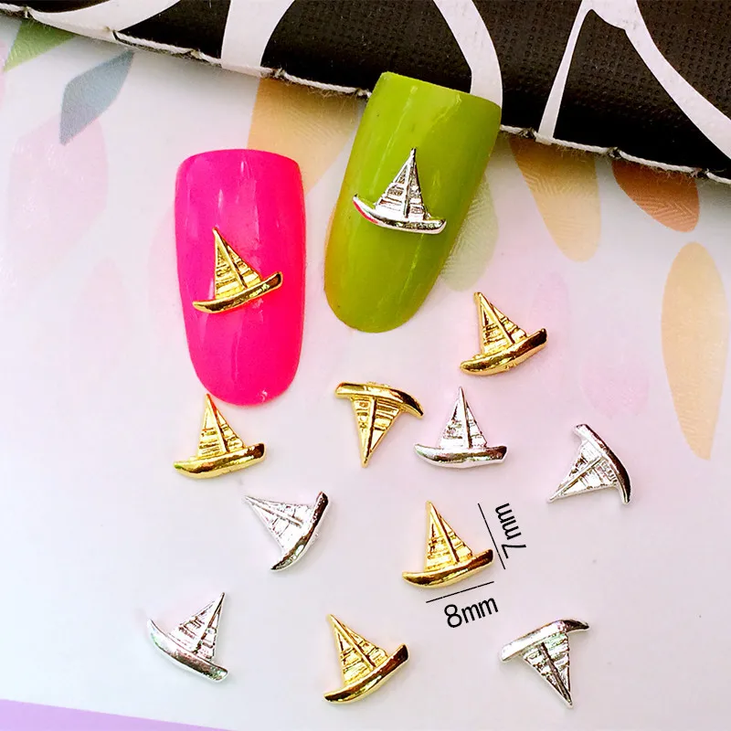 Золотой и серебристый парусник 7*8 мм 10 шт./лот 3D сделай сам металлический сплав