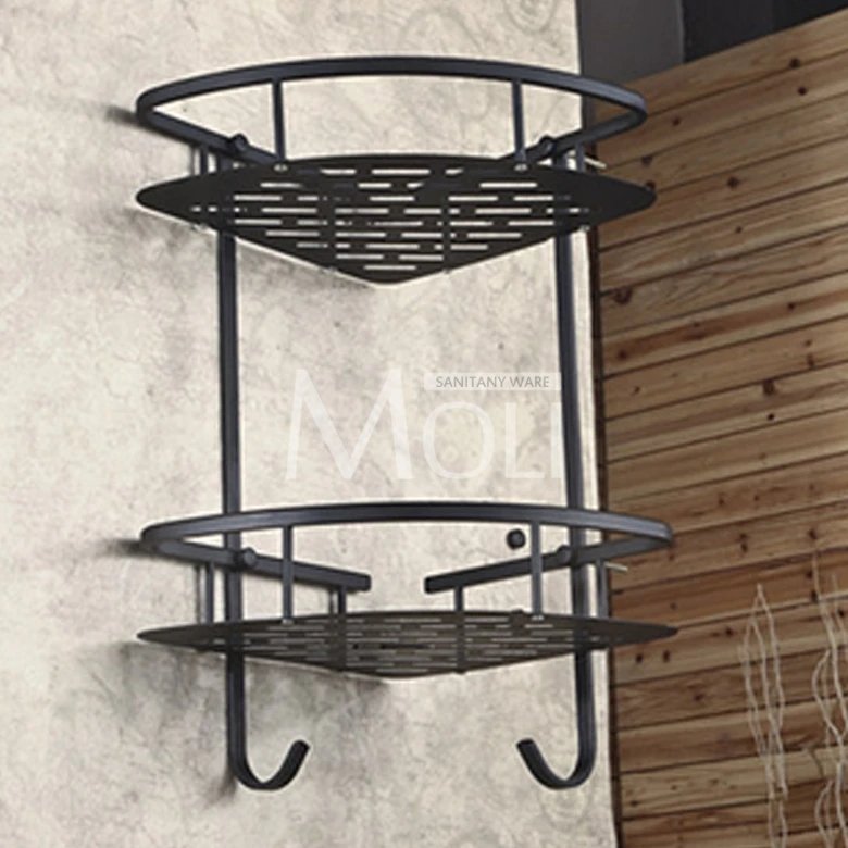 Полка алюминиевая для ванной комнаты настенная с крючками и держателем мыла|bathroom