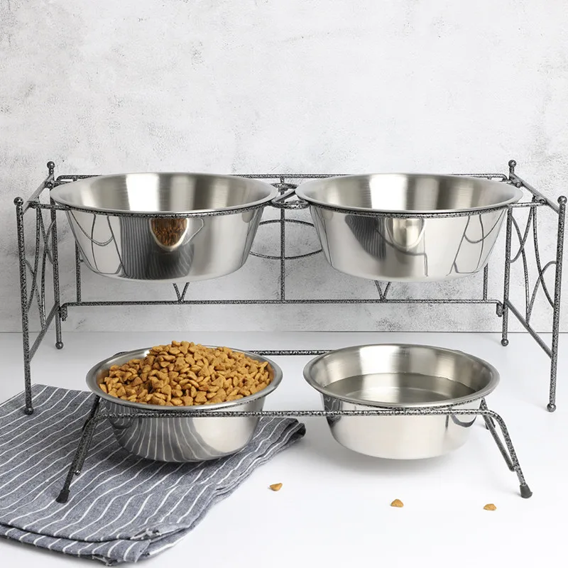 Миска для домашних животных Tieyi утолщенная двойная миска из нержавеющей стали