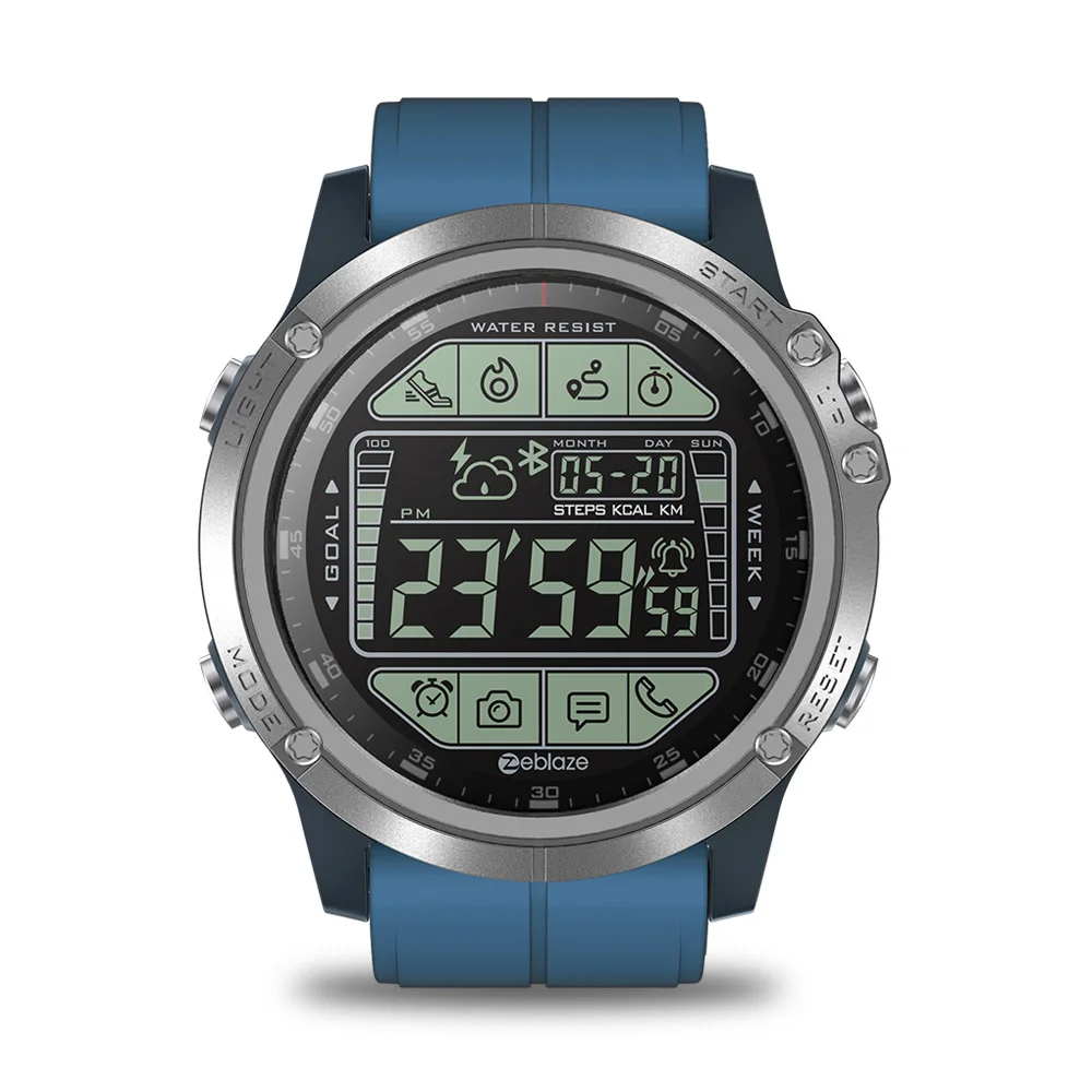 Blue Zeblaze VIBE 3S прочные уличные Смарт-часы в режиме реального времени погодные шаги отслеживание расстояния калорий 5 ATM/50 M/164ft Водонепроницаемость - Цвет: Blue