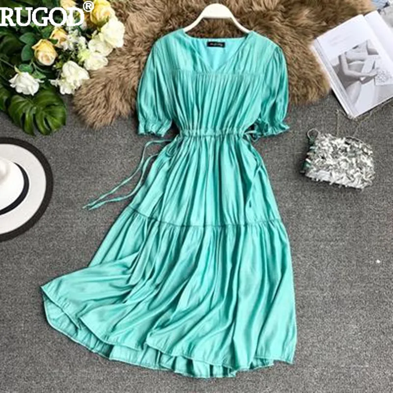 Женское вечернее платье туника RUGOD однотонное с v образным вырезом и рукавами