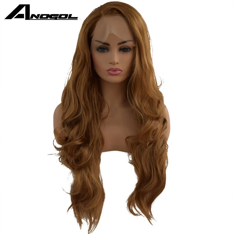 Anogol длинные естественные волны фиолетовый буганди розовый платиновый блонд