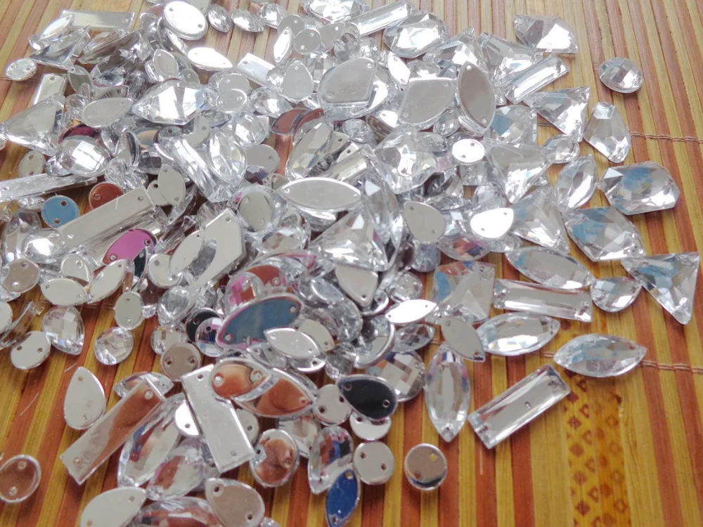 300 шт. акриловые стразы в форме загрузки серебристые Стразы для шитья вручную |