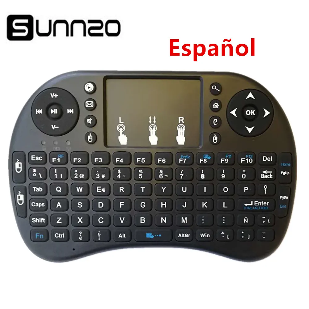 SUNNZO испанская/английская Мини Беспроводная клавиатура Air mouse USB Пульт