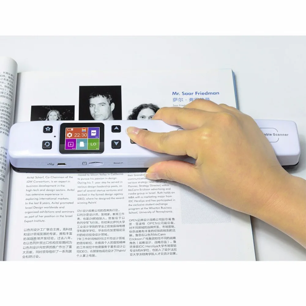 Ручной портативный сканер A4 Размеры документов 1050 Точек на дюйм JPG/PDF Поддержка 32G