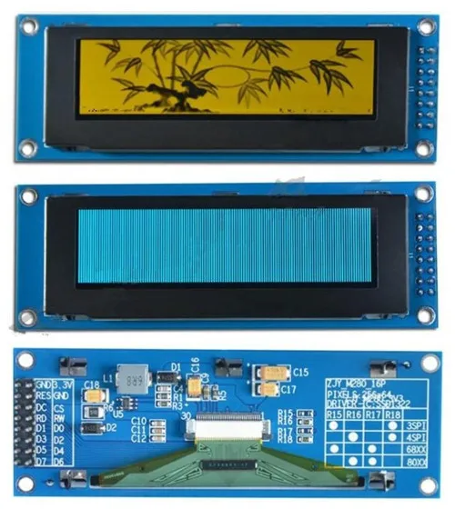 2 8 дюймовый 16P SPI синий/желтый OLED экран с адаптером платы SSD1322 Драйвер IC 256*64