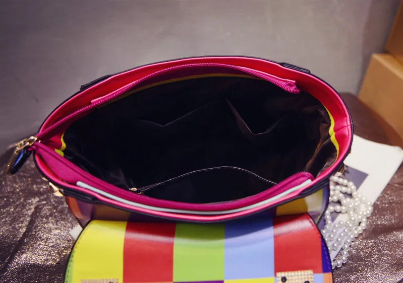 Rainbowwomen bag 2015 spring models hit the color tide rivets handbag fringe wings women messenger bags | Багаж и сумки