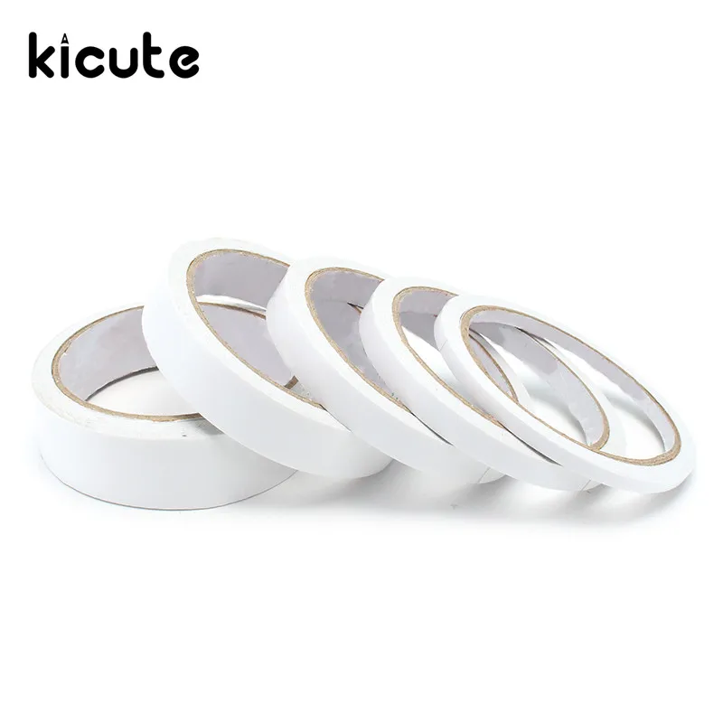 

Kicute Hot 5mm 9mm 12mm 18mm 24mm 12M White Double Sided Tape Faced Tape Adhesive 1 Roll Double Sided Adhesive Two Sided Tape