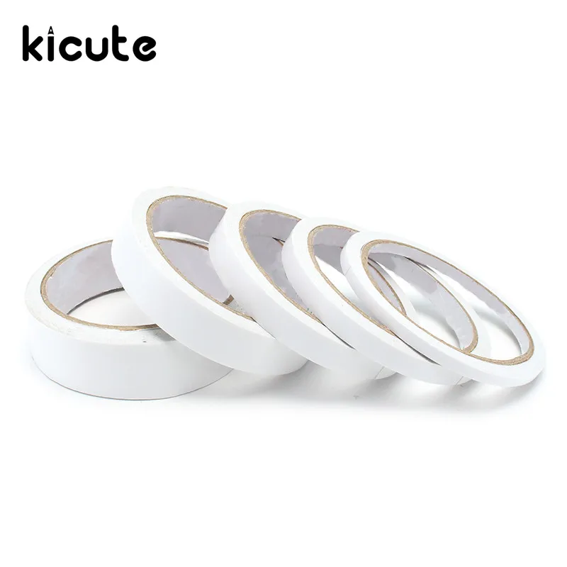 Kicute Горячая 5 мм 9 12 18 24 м белая двухсторонняя клейкая лента 1 рулон Двусторонняя