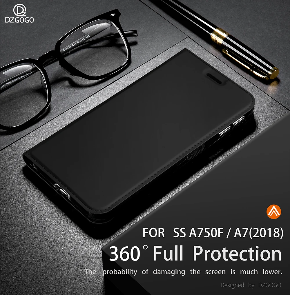 Для samsung Galaxy A7 (2018) A750F случае DZGOGO Роскошные Стенд флип кожи Touch кожаный чехол для