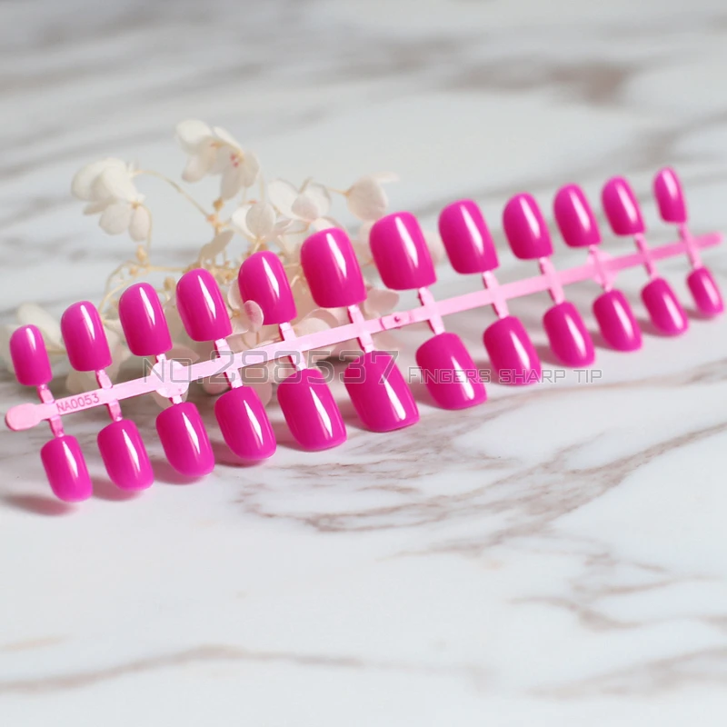 Яркие однотонные накладные ногти 24 шт. сексуальные розово красные конфеты
