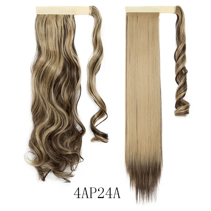 4AP24A SNOILITE, длинные волнистые волосы на заколках, хвост, накладные волосы, конский хвост, шиньон с заколками, синтетические волосы, конский хвост, волосы для наращивания - Цвет: 4AP24A
