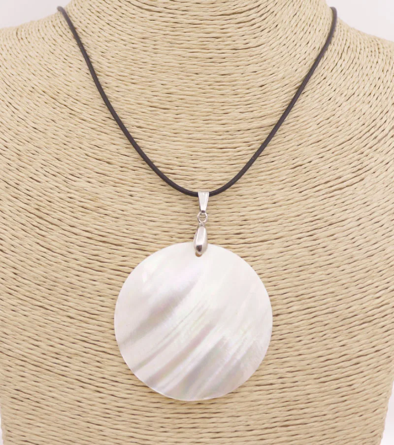 Натуральный белый круглый жемчужный кулон на шнурке 18 дюймов выбор|Ожерелья с