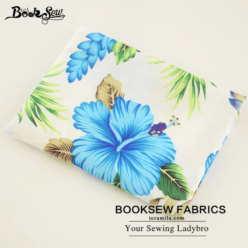 Booksew 100% хлопок поплин Ткань синий цветок конструкции высокой плотности Жир