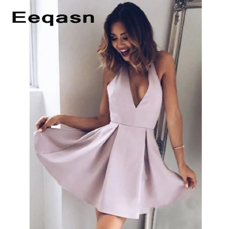 Сексуальное короткое коктейльное платье с открытой спиной простое вечернее