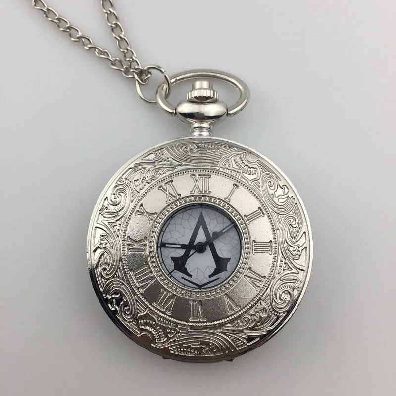 Горячая Распродажа, Assassins Creed, стимпанк, карманные часы, кварцевые, ожерелье, карманные брелоки, часы с цепочкой для мужчин и женщин