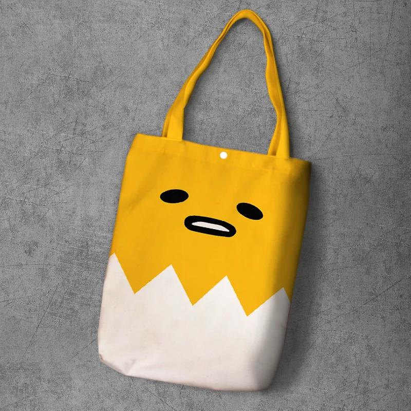 Gudetama мультяшная Студенческая печатная парусиновая сумка для покупок, большая емкость, настраиваемая Сумка-тоут, модные женские повседневные сумки на плечо