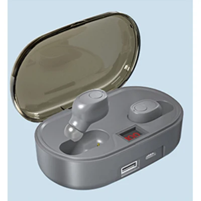 TWS 5,0 Bluetooth 8D стерео наушники беспроводные наушники IPX6 Водонепроницаемая гарнитура 2600 мАч светодиодный умный внешний аккумулятор auriculares elari Ap2 - Цвет: H1 GRAY