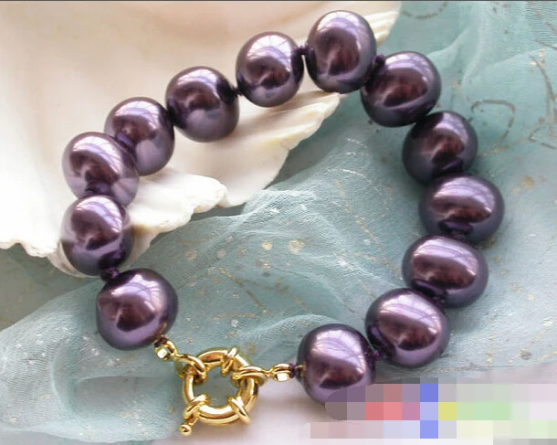 Бесплатная доставка&gt @&gt Яйцевидный фиолетовый жемчужный браслет в виде