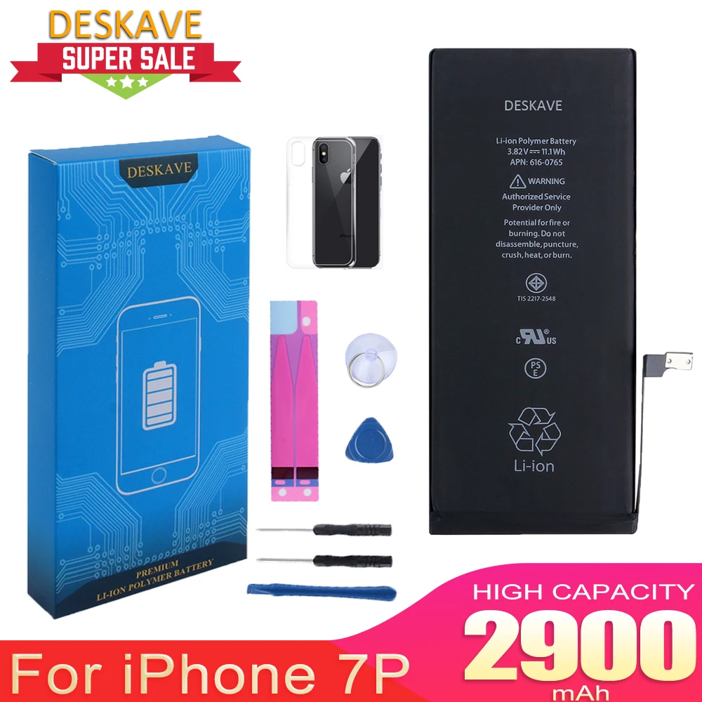

Аккумулятор мобильный телефон для iPhone 7 Plus, 7 Plus, полный аккумулятор 2900 мА · ч, наклейка, инструменты для ремонта